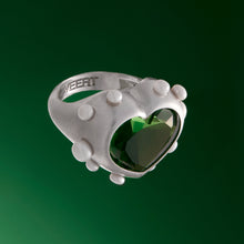 Load image into Gallery viewer, The Macro Pearl Heart Ring in White Gold