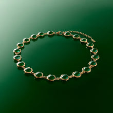 Load image into Gallery viewer, The Green Onyx Circle Necklace in Yellow Gold