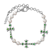 Load image into Gallery viewer, The Cross and Freshwater Pearl Bracelet in White Gold