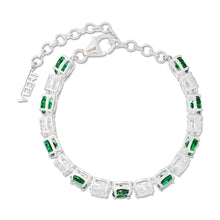 Load image into Gallery viewer, The Clear and Green Tennis Bracelet in White Gold