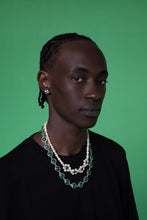 Load image into Gallery viewer, The Green Onyx Circle Necklace in White Gold