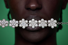 Load image into Gallery viewer, The 42 Pearl Clear Flower Bracelet in White Gold