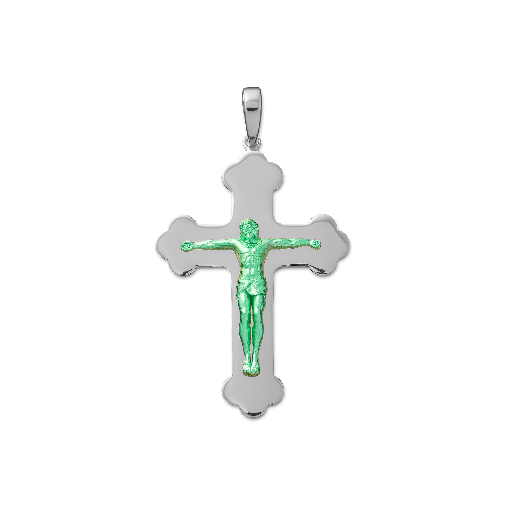 The Medium Jesus Piece in White Gold