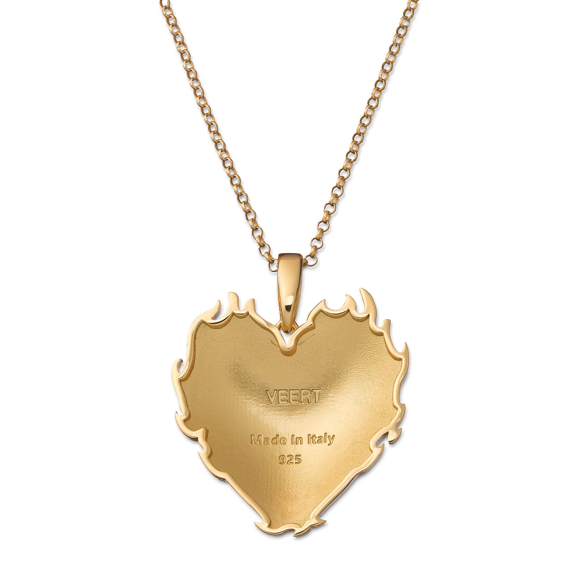 The Flame Heart Pendant Chain in Yellow Gold