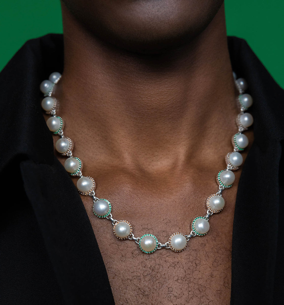 VEERT - Green Onyx & Malachite Freshwater Pearl Necklace