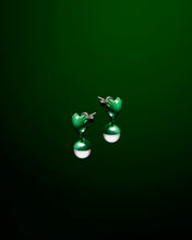 Load image into Gallery viewer, The Flame Heart Freshwater Pearl Earring in Green Coating
