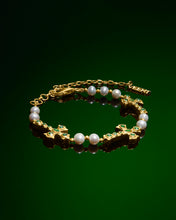 Load image into Gallery viewer, The Cross and Freshwater Pearl Bracelet in Yellow Gold
