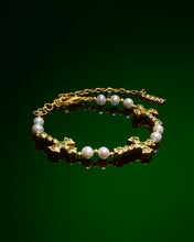 Load image into Gallery viewer, The Cross and Freshwater Pearl Bracelet in Yellow Gold