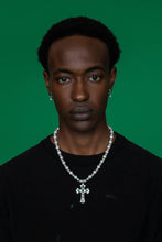 Load image into Gallery viewer, The Green Cross Freshwater Pearl Necklace in White Gold