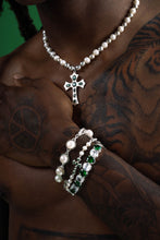 Load image into Gallery viewer, The Green Cross Freshwater Pearl Necklace in White Gold