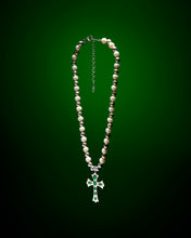 Load image into Gallery viewer, The Green Cross Freshwater Pearl Necklace in White Gold
