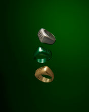 Load image into Gallery viewer, The Handwritten Logo Signet Ring in Green Coating