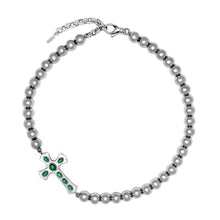 Load image into Gallery viewer, The Ball Cross Necklace in White Gold