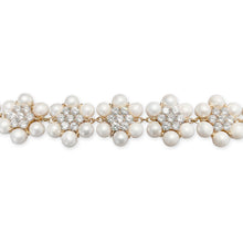 Load image into Gallery viewer, The 42 Pearl Clear Flower Bracelet in Yellow Gold