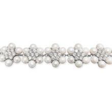 Load image into Gallery viewer, The 114 Pearl Clear Flower Necklace in White Gold