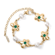 Load image into Gallery viewer, The Green Pearl Flower Bracelet in Yellow Gold