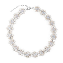 Load image into Gallery viewer, The 114 Pearl Clear Flower Necklace in White Gold
