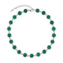 Load image into Gallery viewer, The Green Onyx Circle Necklace in White Gold