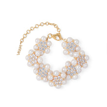 Load image into Gallery viewer, The 42 Pearl Clear Flower Bracelet in Yellow Gold