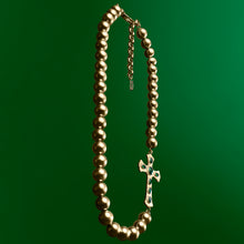 Load image into Gallery viewer, The Ball Cross Necklace in Yellow Gold
