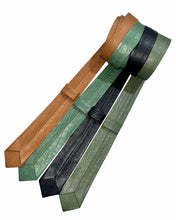 Load image into Gallery viewer, Olive Green Croco Leather Tie