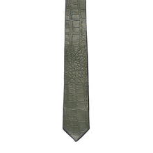 Load image into Gallery viewer, Olive Green Croco Leather Tie