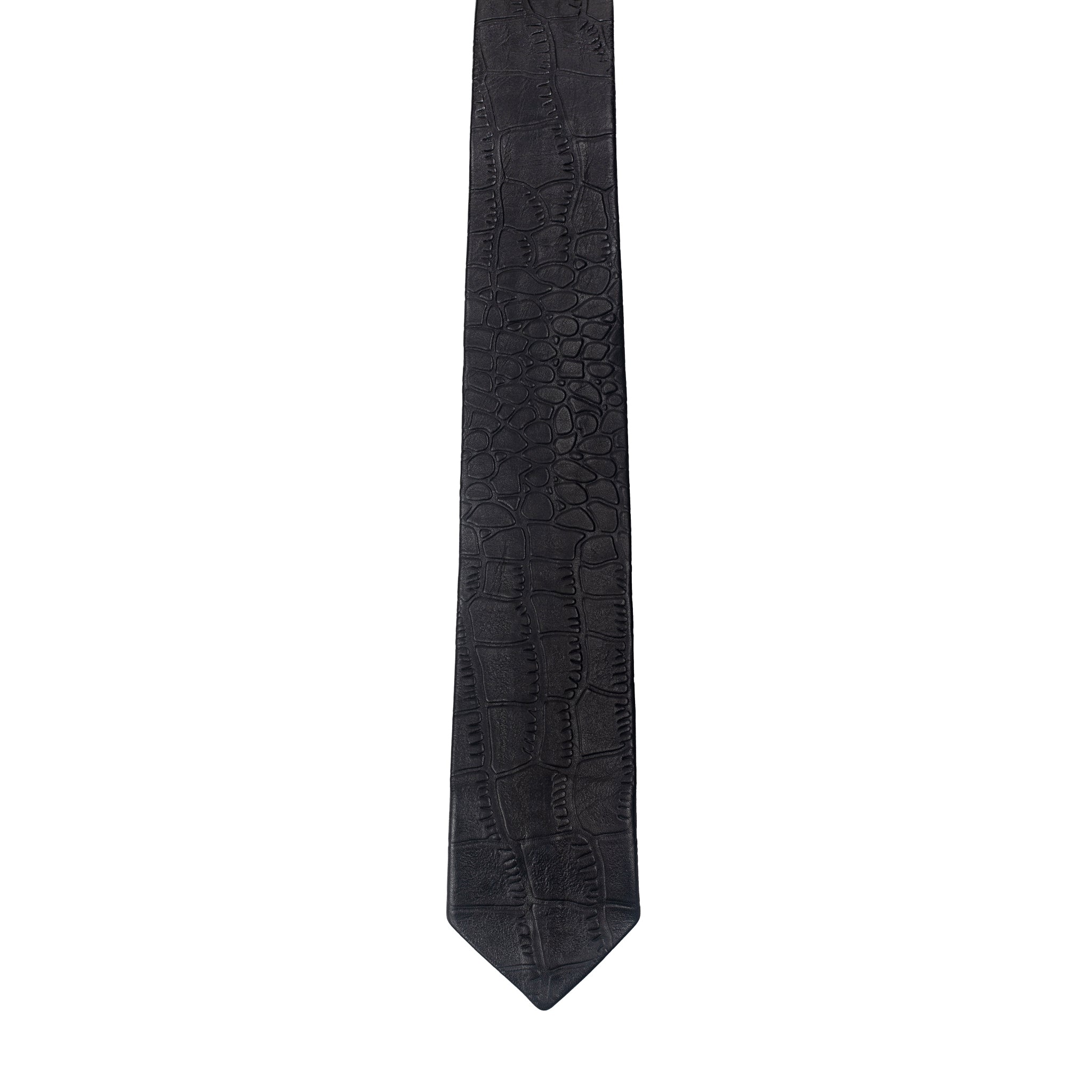 Black Croco Leather Tie