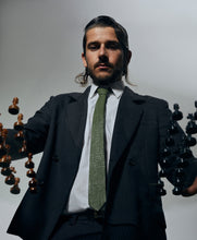 Load image into Gallery viewer, Olive Green Croco Leather Tie