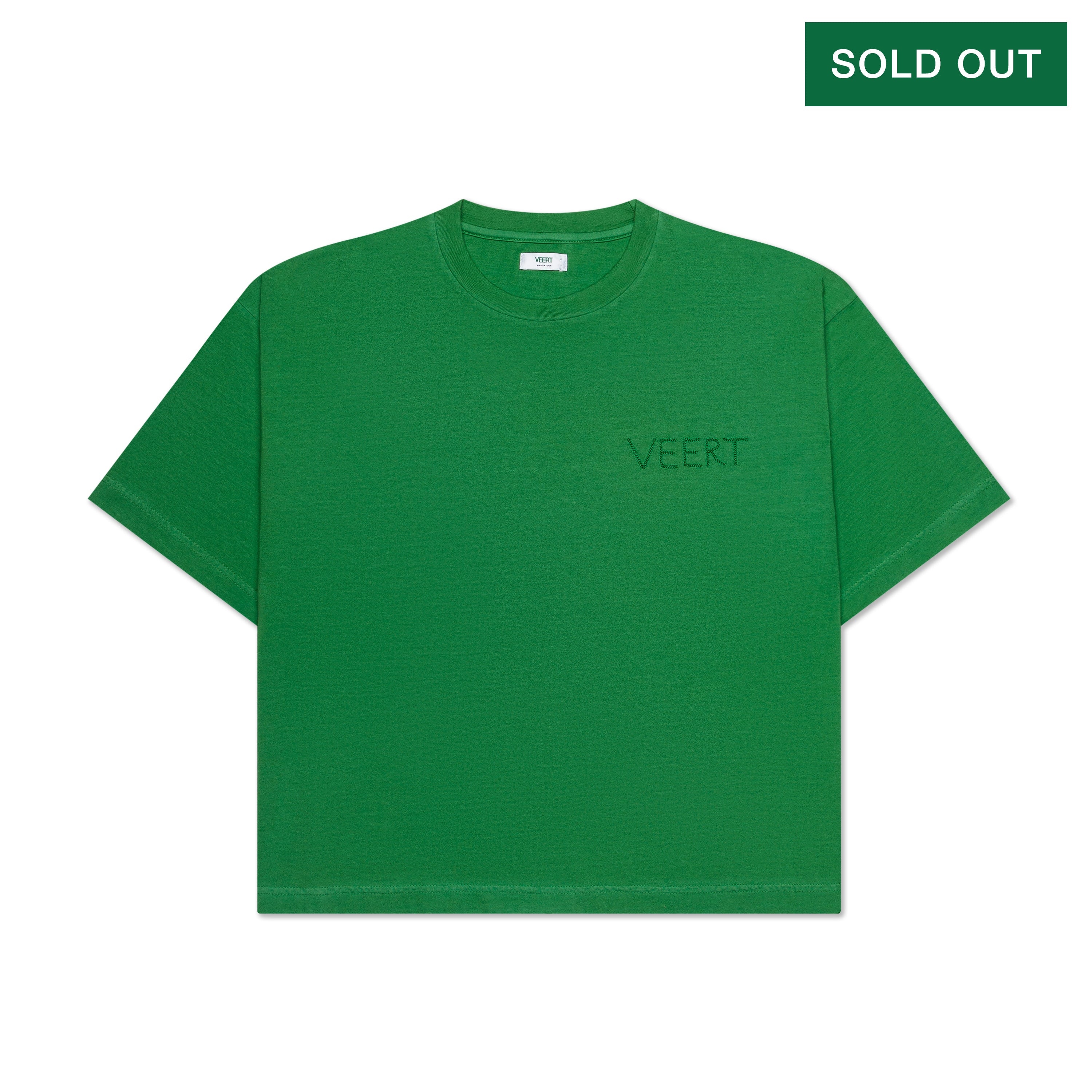 HANDWRITTEN EMBROIDERED T-SHIRT WASHED GREEN