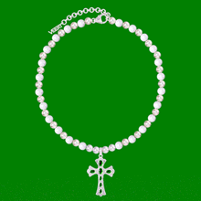 Load and play video in Gallery viewer, The Green Cross Freshwater Pearl Necklace in White Gold
