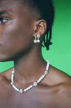 Load image into Gallery viewer, Green Pink Flower Fresh water Pearl Earring Pair