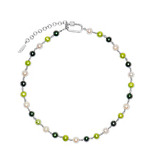 Load image into Gallery viewer, The Single Multi Green Freshwater Pearl Necklace in White Gold