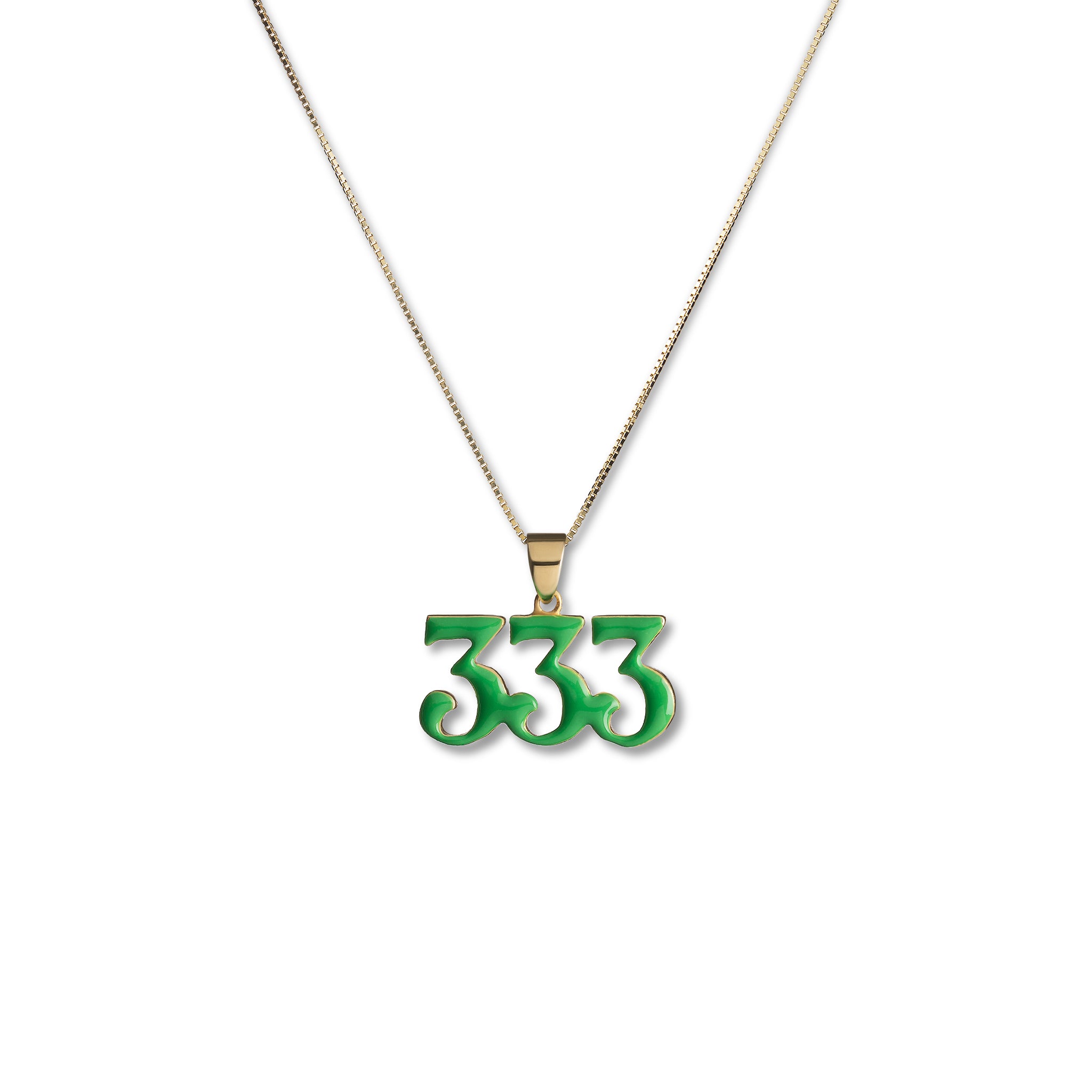 Green Enamel 333 Pendant Chain