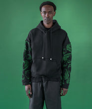 Load image into Gallery viewer, HEART EMBROIDERED HOODIE WITH FRESHWATER PEARLS ON STRING