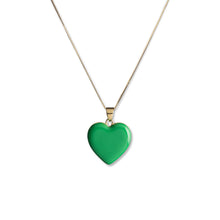 Load image into Gallery viewer, Green Enamel Heart Pendant Chain