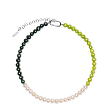 Load image into Gallery viewer, The Chunk Multi Green Freshwater Pearl Necklace in White Gold
