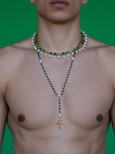 Load image into Gallery viewer, Green Pearl Shape Necklace in White Gold