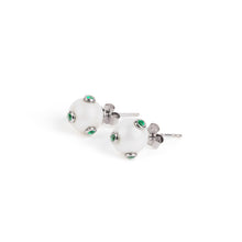 Load image into Gallery viewer, The Green Polka Dot Freshwater Pearl Earring Pair in White Gold