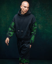 Load image into Gallery viewer, HEART EMBROIDERED HOODIE WITH FRESHWATER PEARLS ON STRING