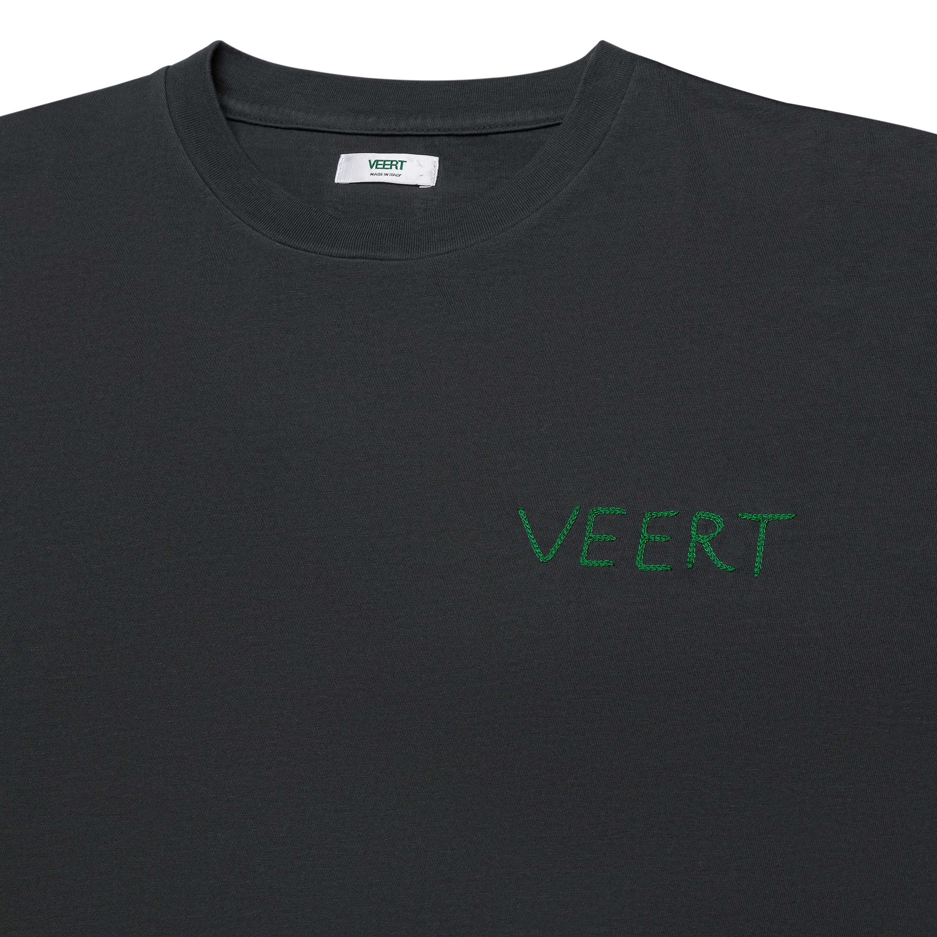 HANDWRITTEN EMBROIDERED T-SHIRT WASHED DARK GREY