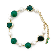 Load image into Gallery viewer, Green Onyx Freshwater Pearl Bracelet