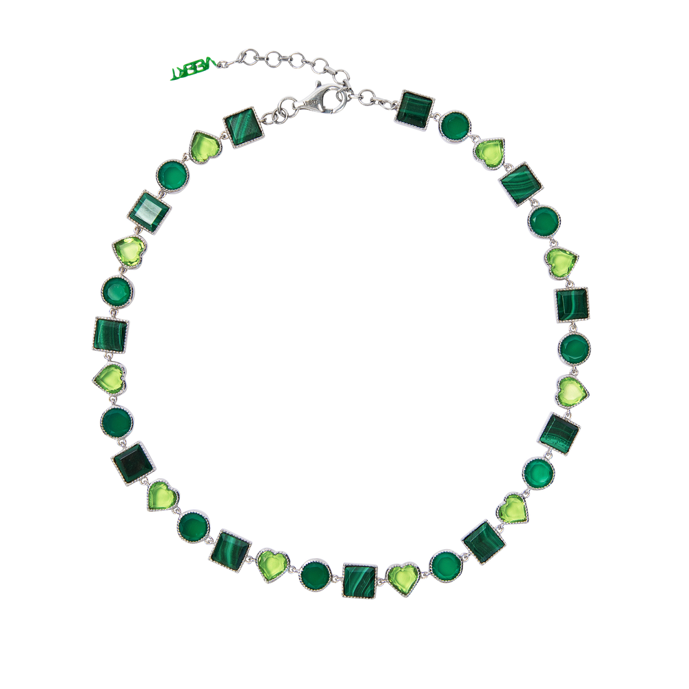The Green Shape Necklace in White Gold