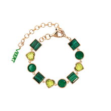 Load image into Gallery viewer, Green Shape Bracelet in Yellow Gold
