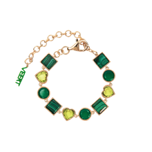 Load image into Gallery viewer, Green Shape Bracelet in Yellow Gold
