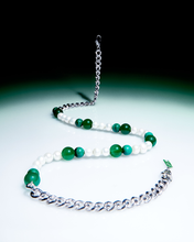 Load image into Gallery viewer, The Cuban Link Malachite, Green Onyx & Freshwater Pearl Necklace