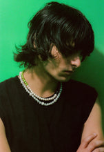 Load image into Gallery viewer, The Chunk Multi Green Freshwater Pearl Necklace in White Gold