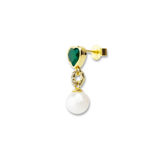 Load image into Gallery viewer, Green Onyx Freshwater Pearl Earring Pair