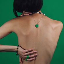 Load image into Gallery viewer, Green Enamel Heart Pendant Chain