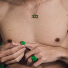 Load image into Gallery viewer, Green Enamel 333 Pendant Chain