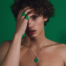 Load image into Gallery viewer, Green Enamel Flower Pendant Chain